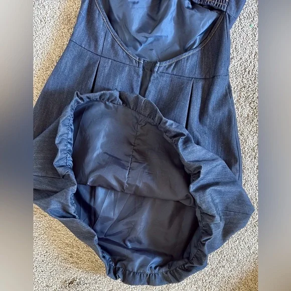 90’s Denim Bubble Hem, Sweetheart, Strapless, Back Cut Out Dress by Sele’ - Picture 3 of 7